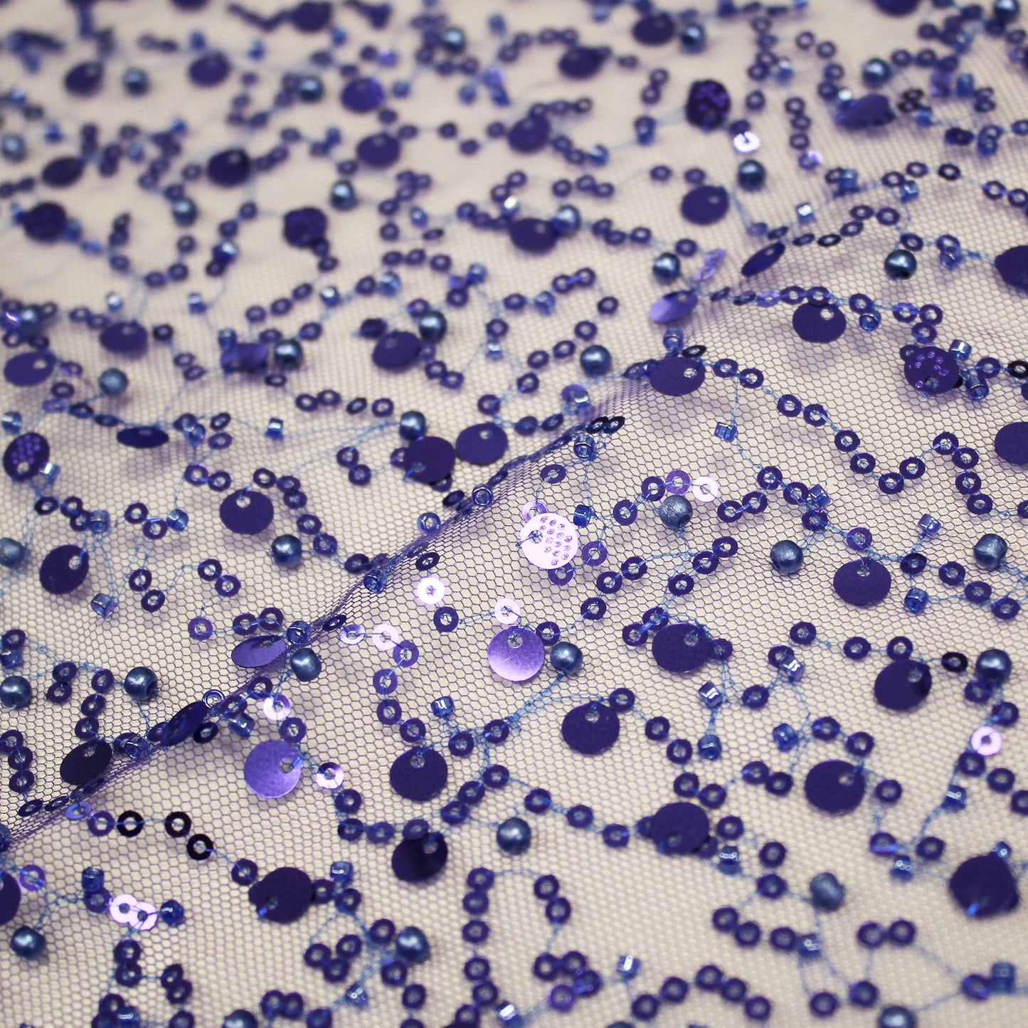 Embroidered Tulle with Pearls, Corals, and Multiform Sequins in Full Field