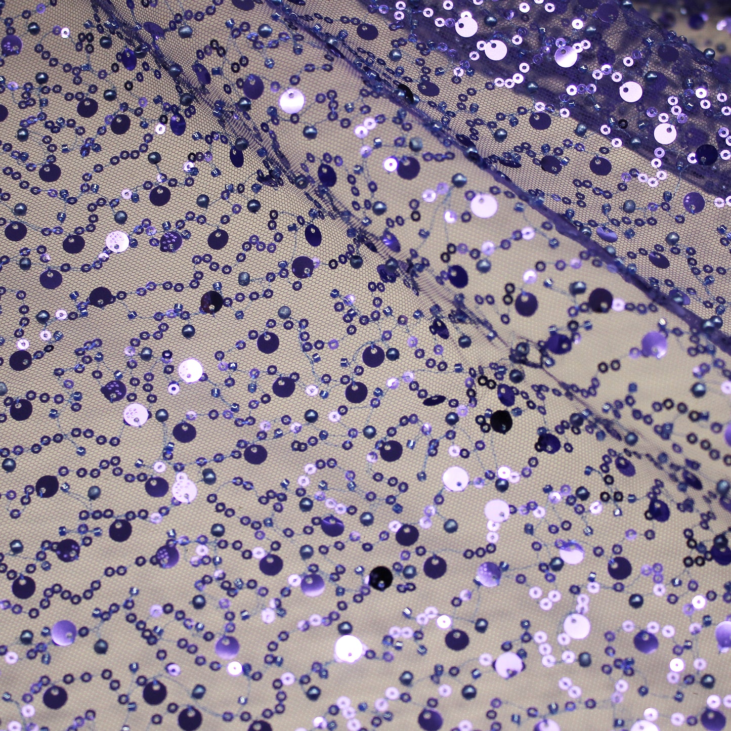 Embroidered Tulle with Pearls, Corals, and Multiform Sequins in Full Field
