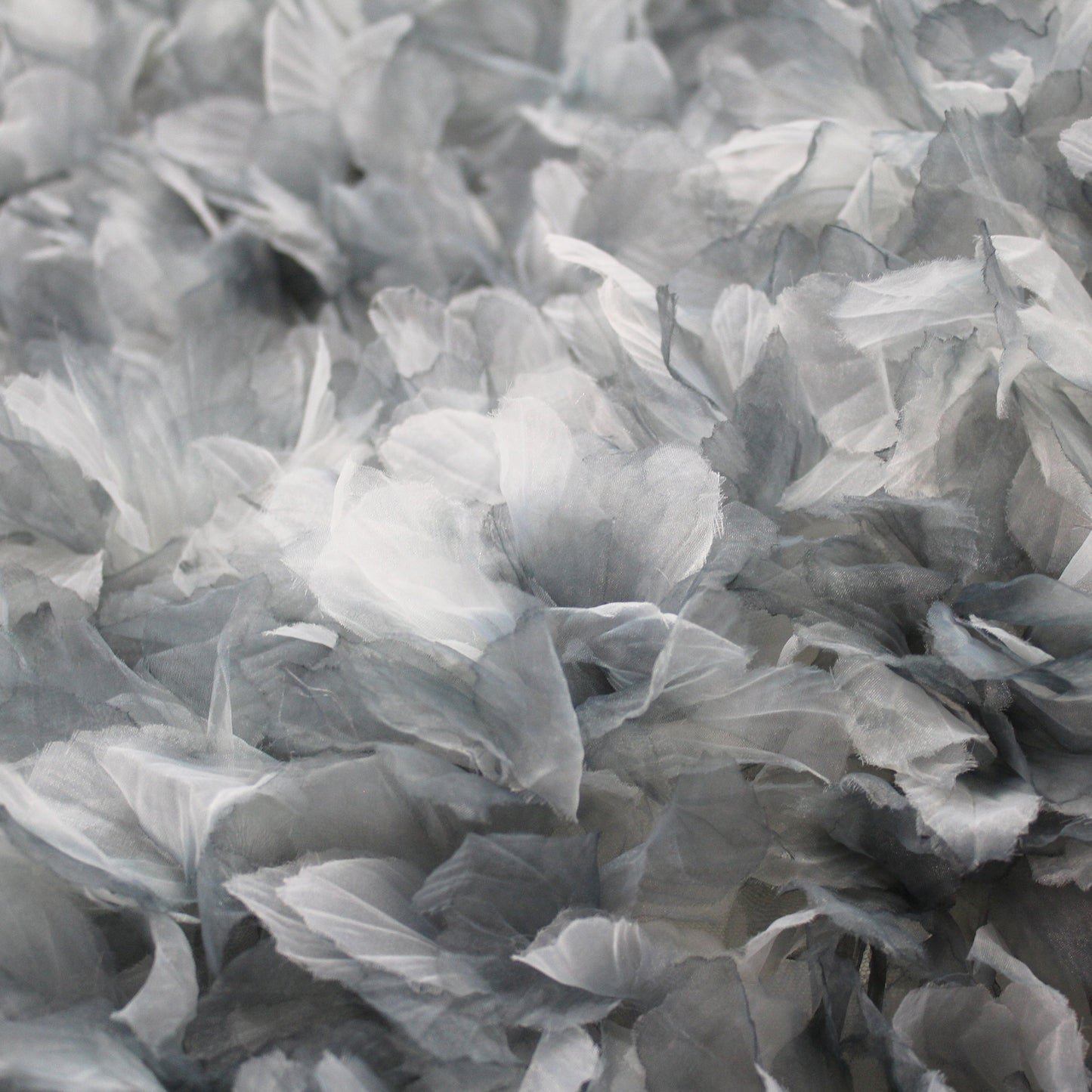 Embroidered Tulle with Multicolor Organza Flower Petals