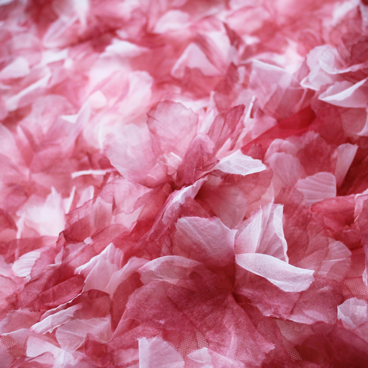 Embroidered Tulle with Multicolor Organza Flower Petals