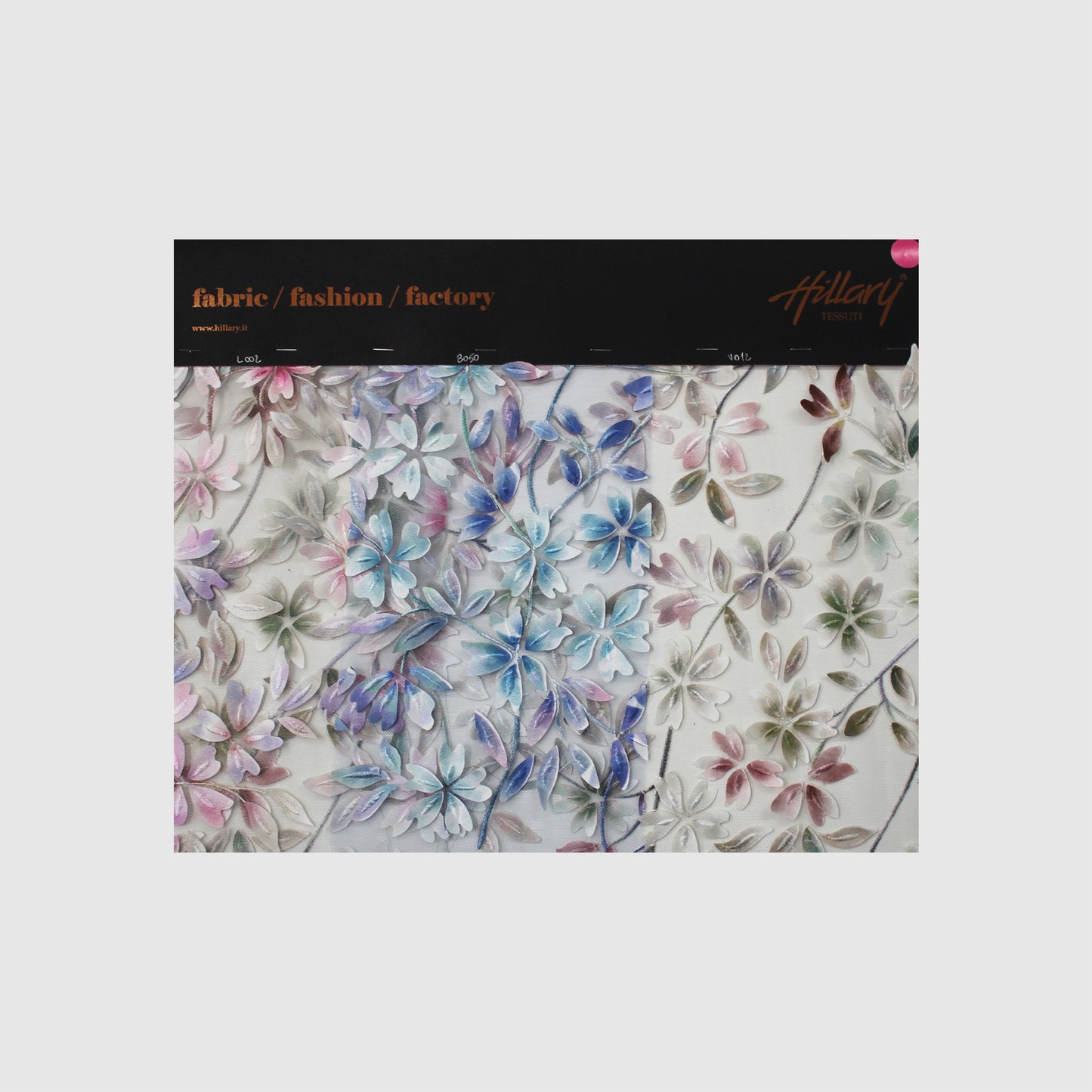 Embroidered Tulle with Branches and Organza Printed Flower Petals