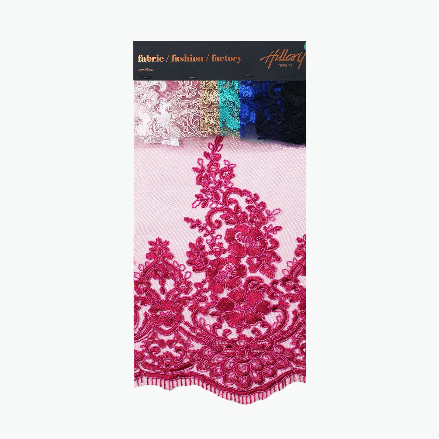 Double Border Embroidered Rebrodé Tulle with Cut-Out Embroideries for Applications Sample