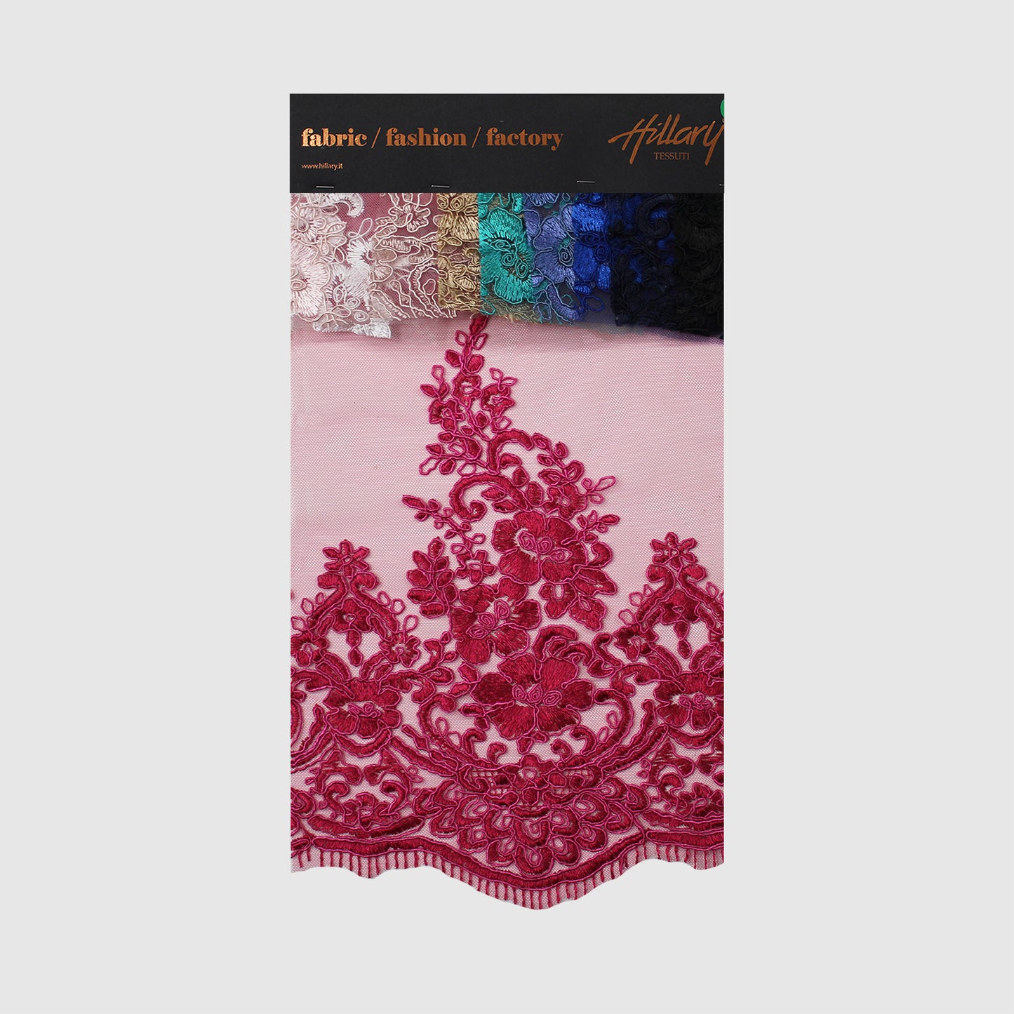 Double Border Embroidered Rebrodé Tulle with Cut-Out Embroideries for Applications Sample