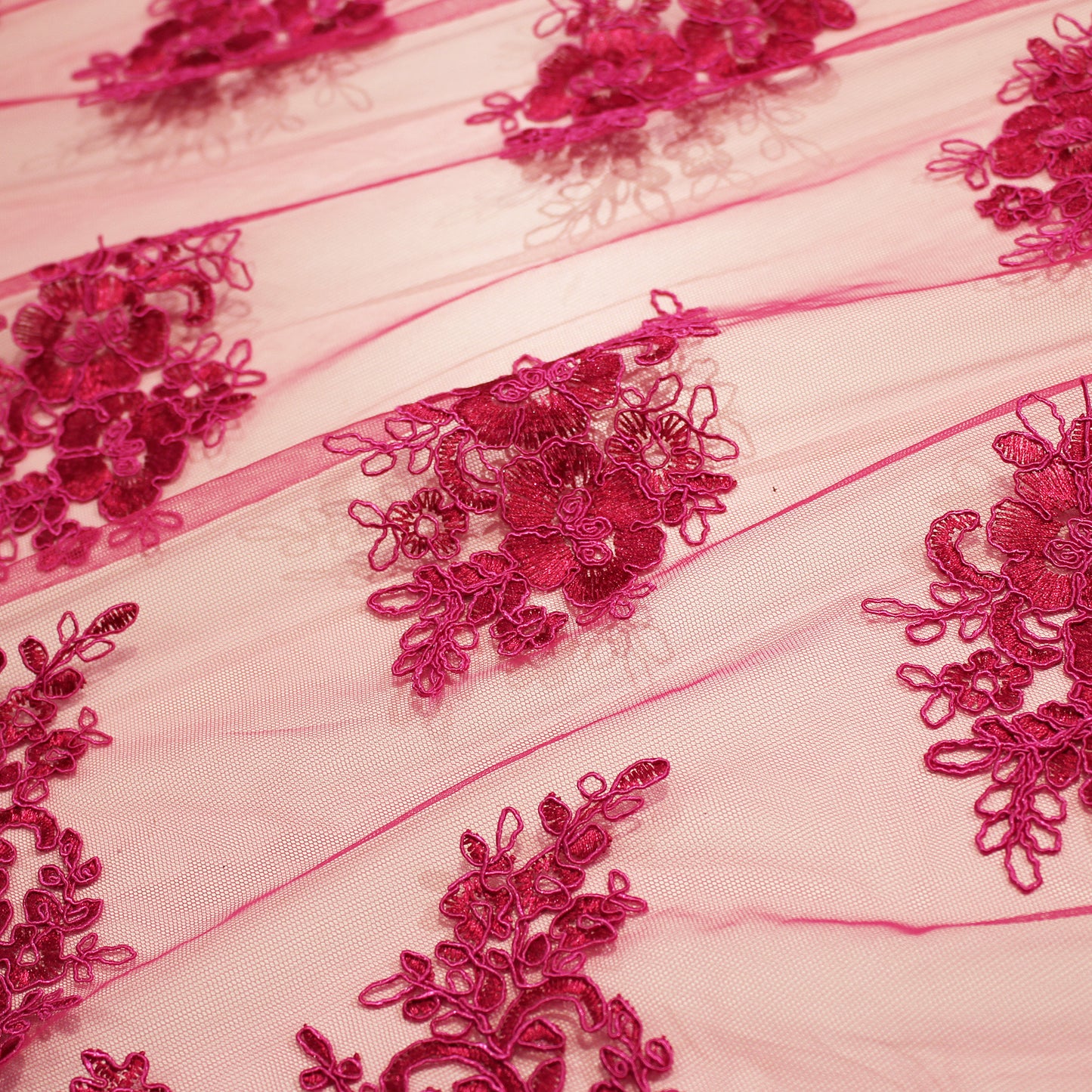 Double Border Embroidered Rebrodé Tulle with Cut-Out Embroideries for Applications