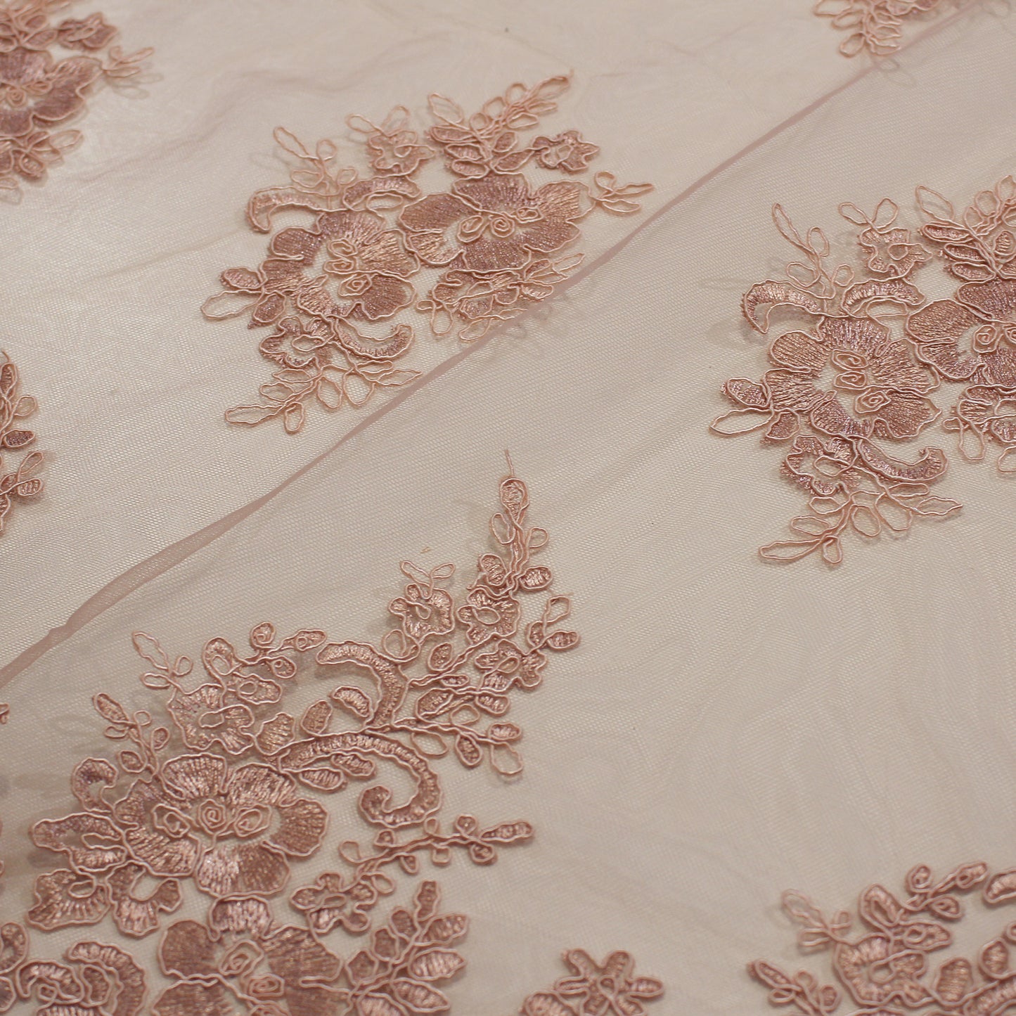 Double Border Embroidered Rebrodé Tulle with Cut-Out Embroideries for Applications