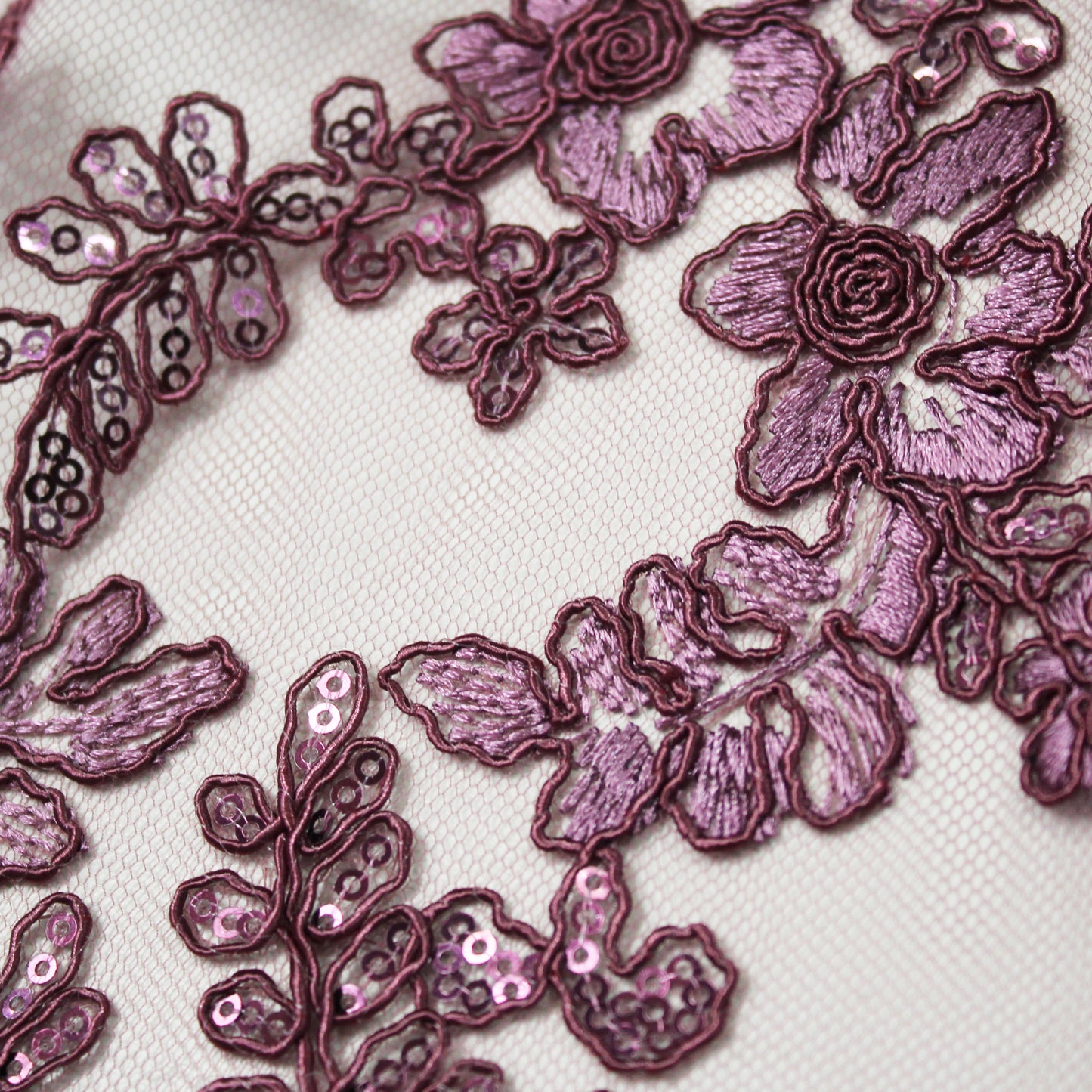 Embroidered Tulle with Rebrodée and Paillettes