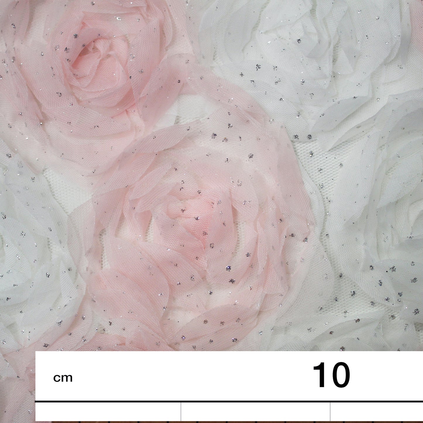 Embroidered Tulle with 3D Glitter Roses