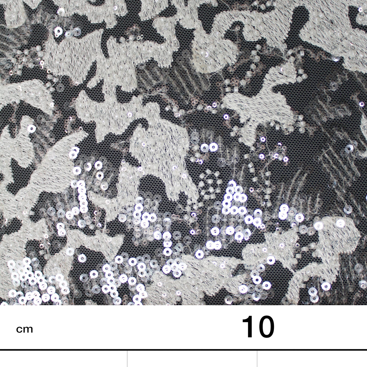 Haute Couture Tulle | Bridal Thread Embroidered Tulle with Sequins, Seed Beads & Abstract Dégradé Pattern | TRW3363