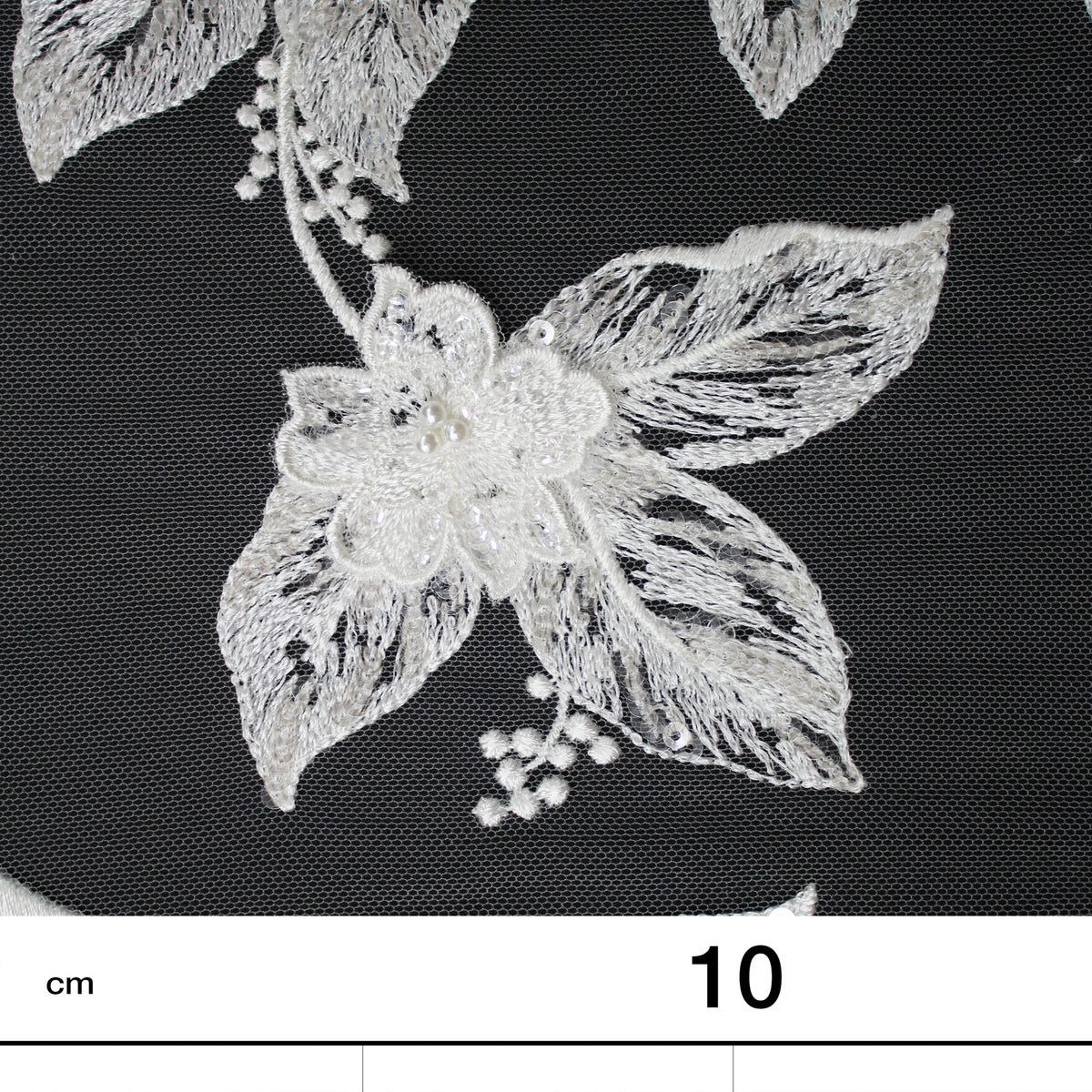 Haute Couture Tulle | Bridal Thread Embroidered Tulle with 3D Floral Sprays, Sequins & Pearls | TRW3743