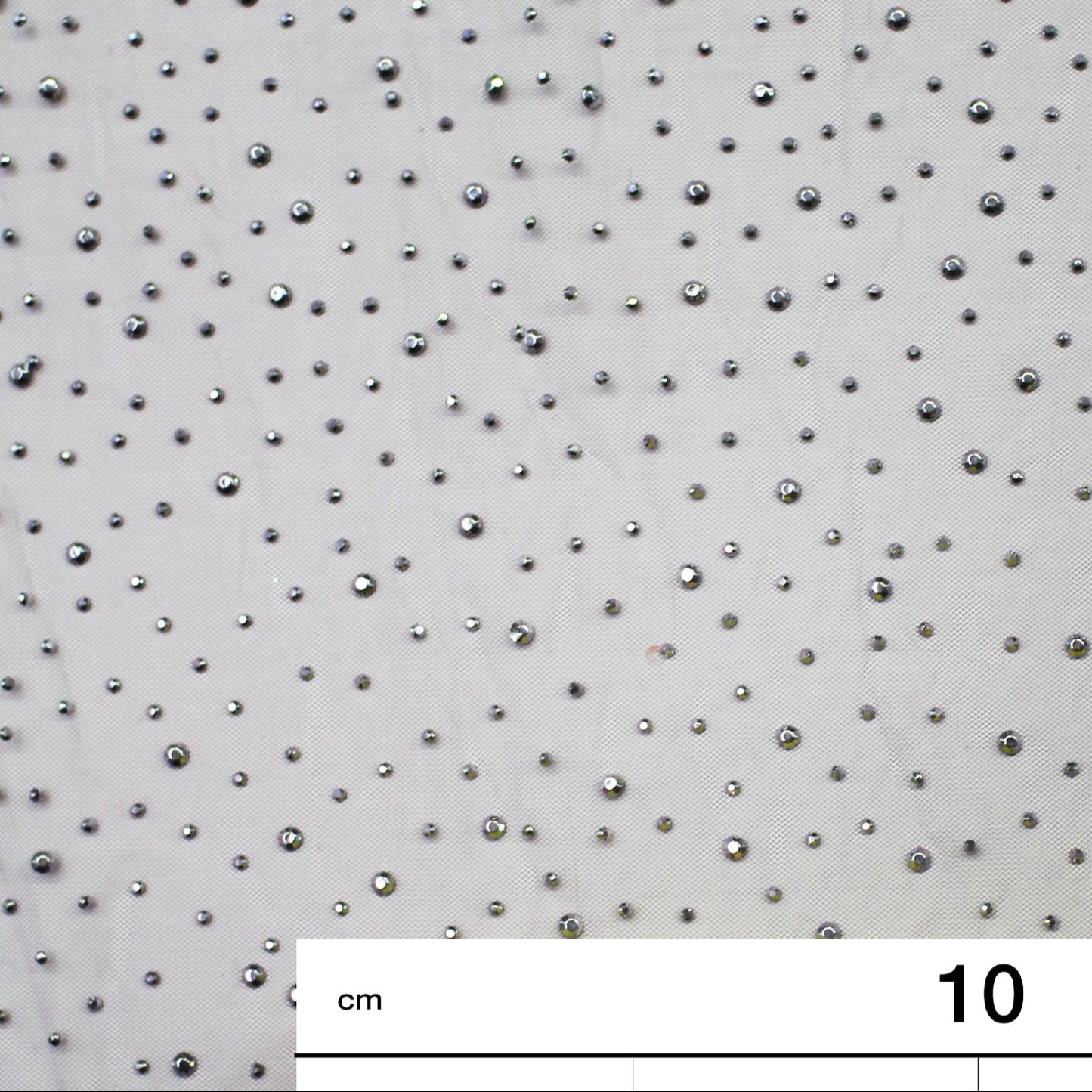 Embroidered Tulle with Silver Rhinestones