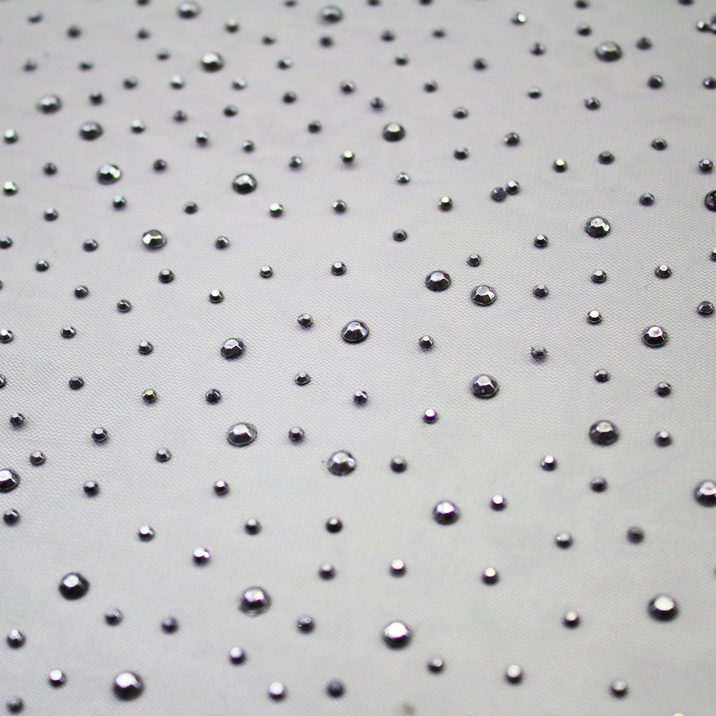 Embroidered Tulle with Silver Rhinestones