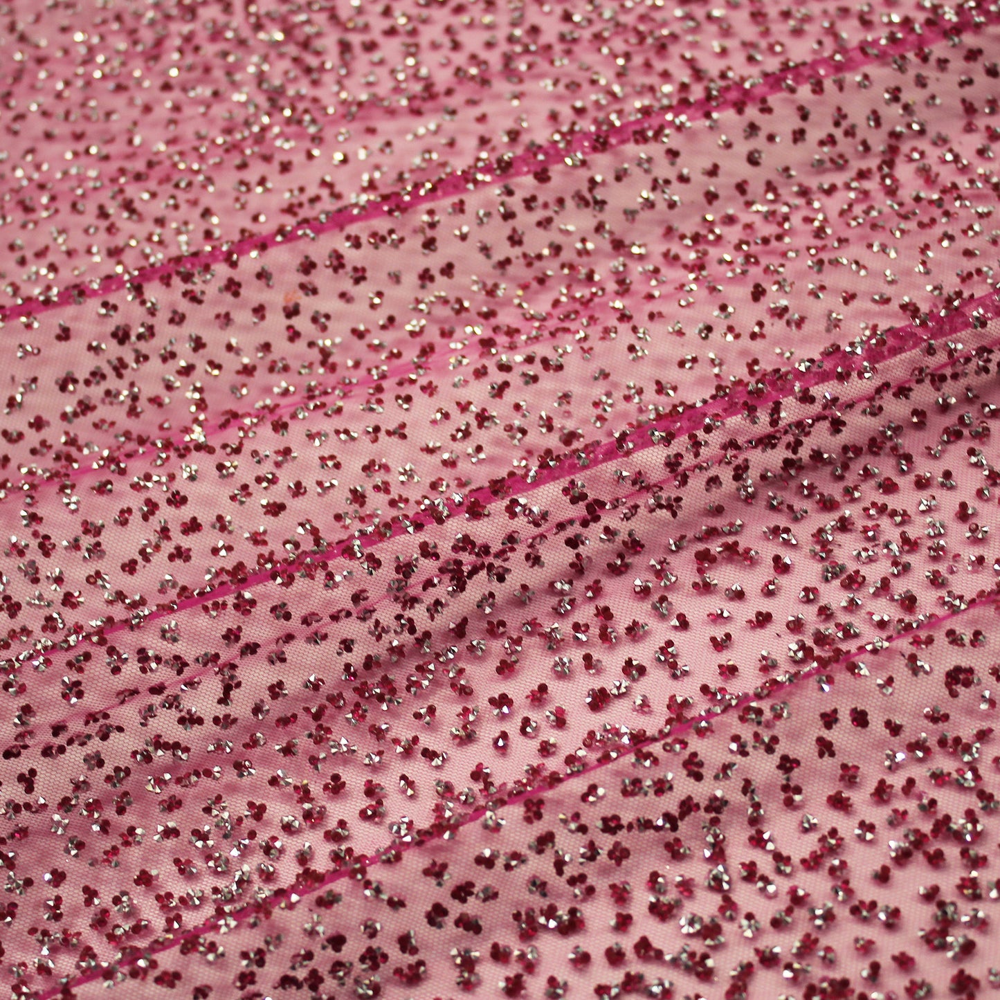 Embroidered Tulle with Full-Field Bicolor Rhinestones