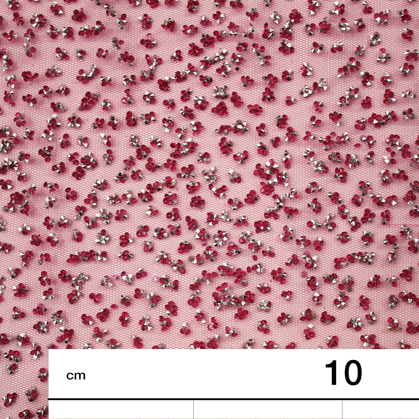 Embroidered Tulle with Full-Field Bicolor Rhinestones