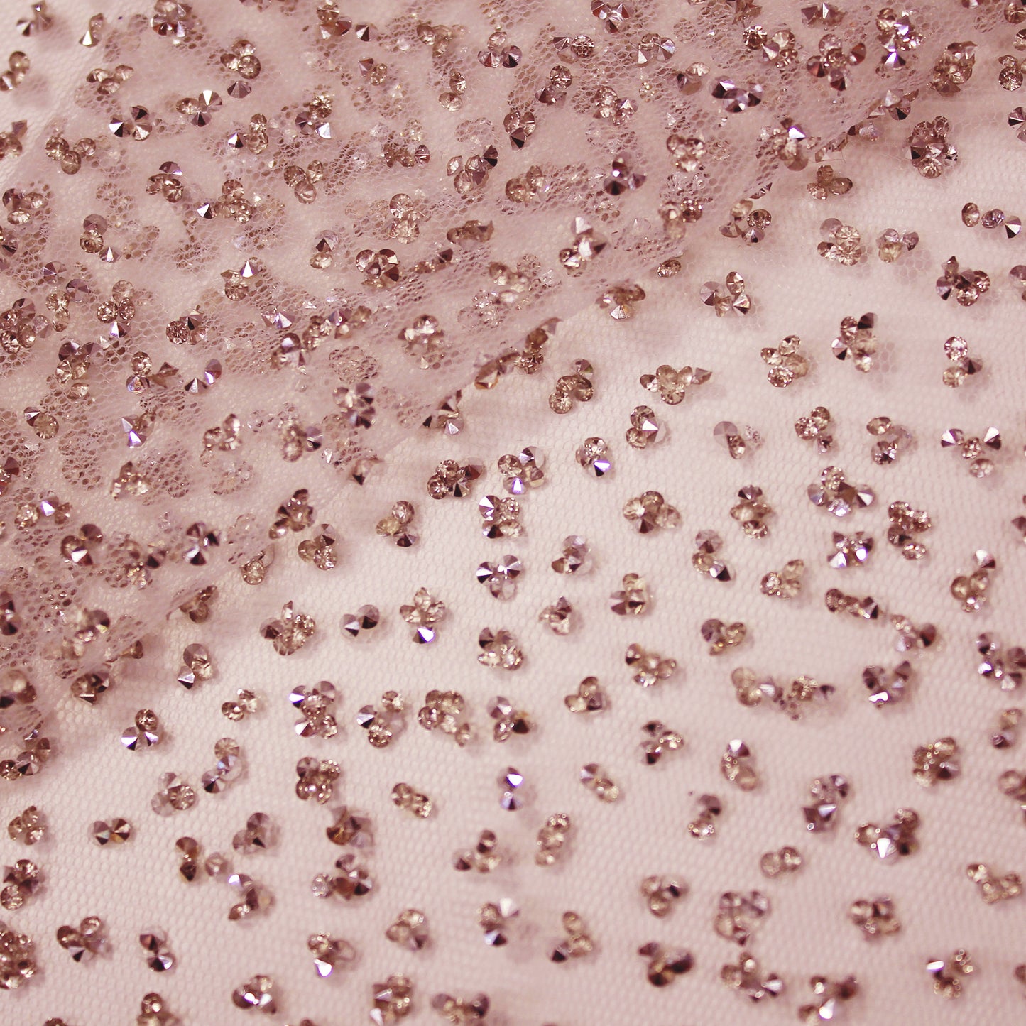 Embroidered Tulle with Full-Field Bicolor Rhinestones