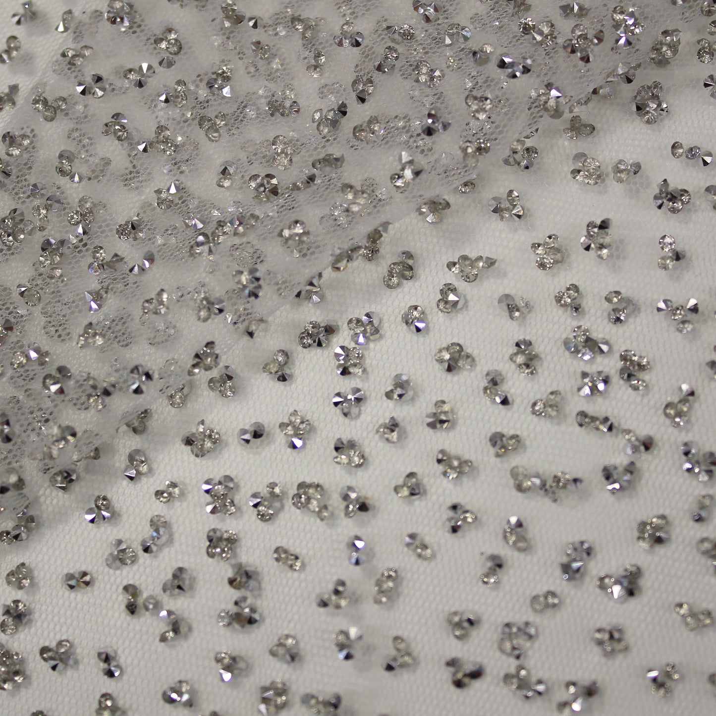 Embroidered Tulle with Full-Field Bicolor Rhinestones