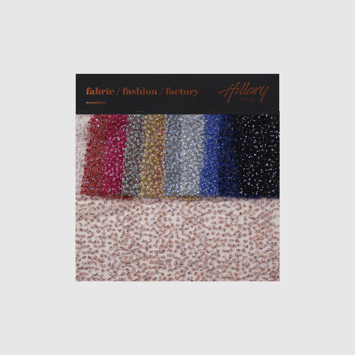 Embroidered Tulle with Full-Field Bicolor Rhinestones