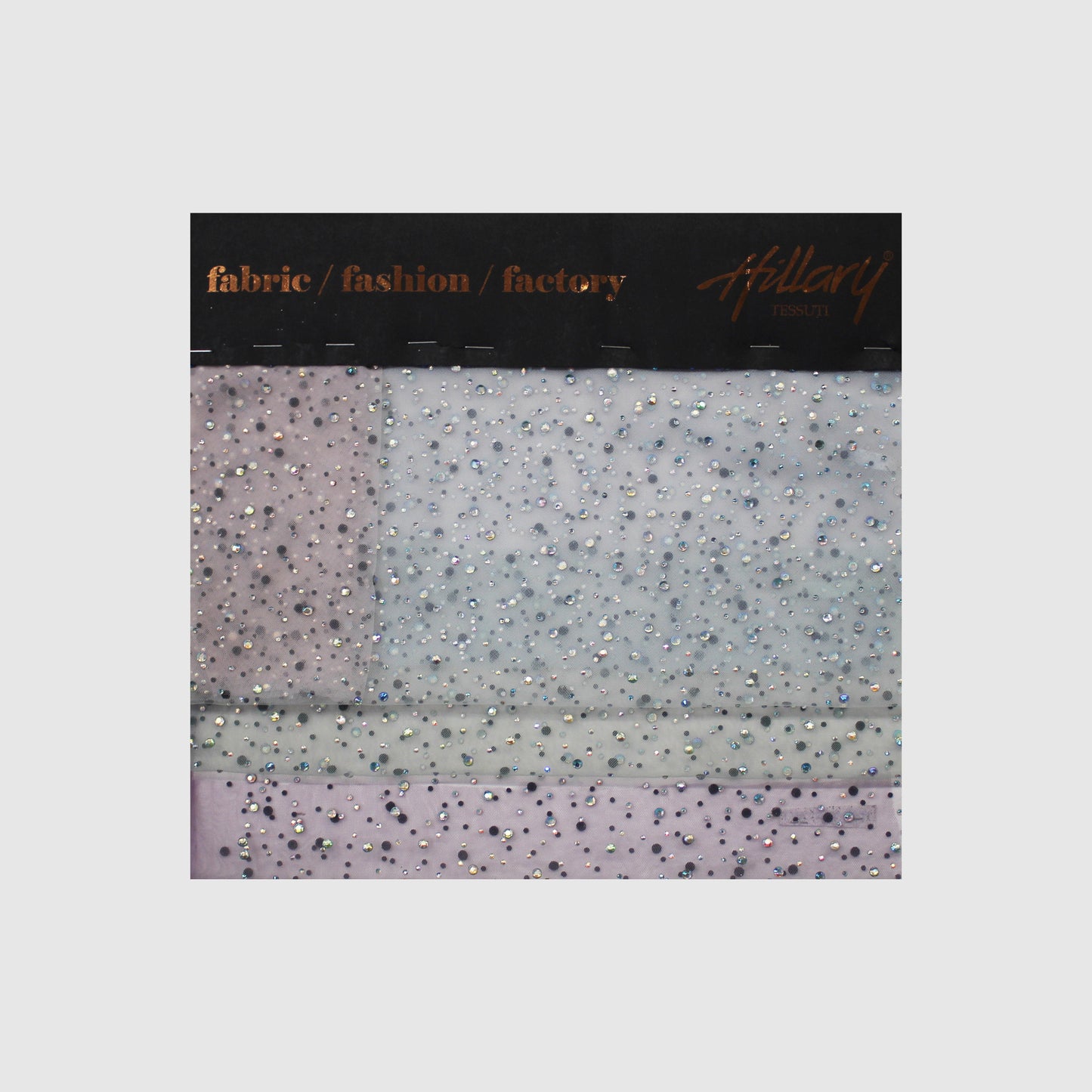 Embroidered Tulle with Multicolor Rhinestones Sample