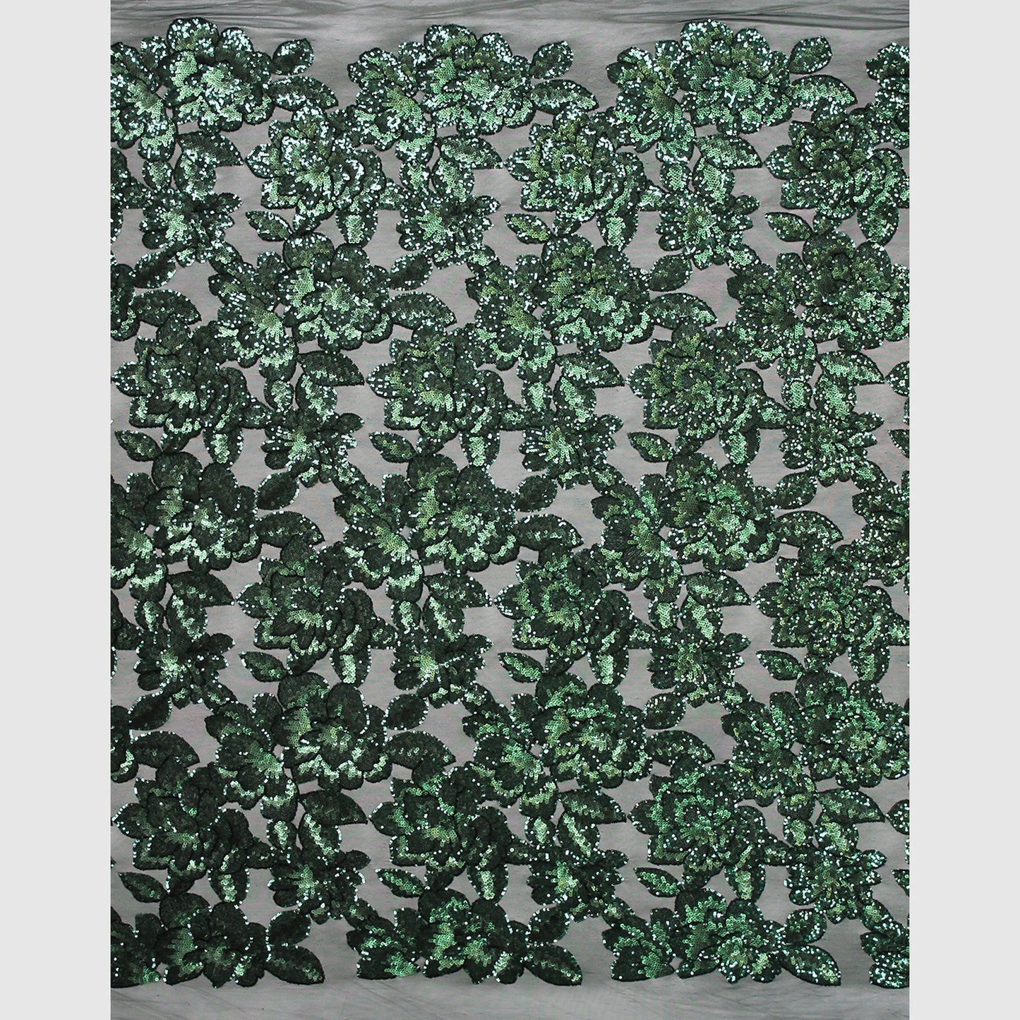 Stretch Embroidered Tulle with Large Paillettes Flowers