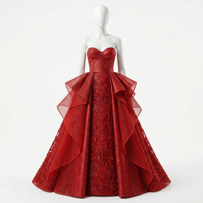 Abbinamento Tulle rosso con organza glitter TRW4332