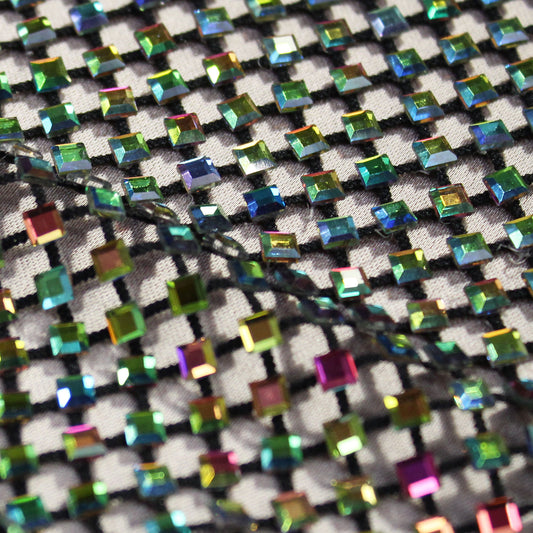 Rete con Strass Quadrati arcobaleno