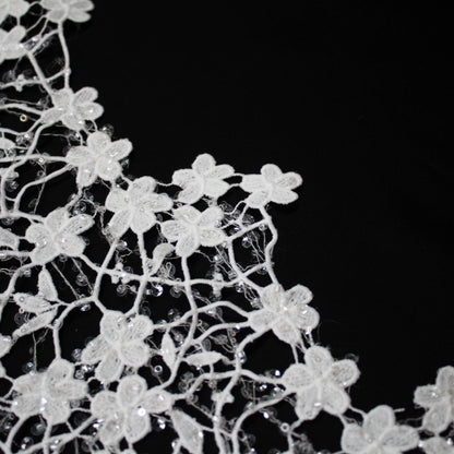 Haute Couture Bridal | Embroidered Mesh Fabric with Small Flowers & Clear Sequins | TRW3167