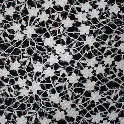 Haute Couture Bridal | Embroidered Mesh Fabric with Small Flowers & Clear Sequins | TRW3167