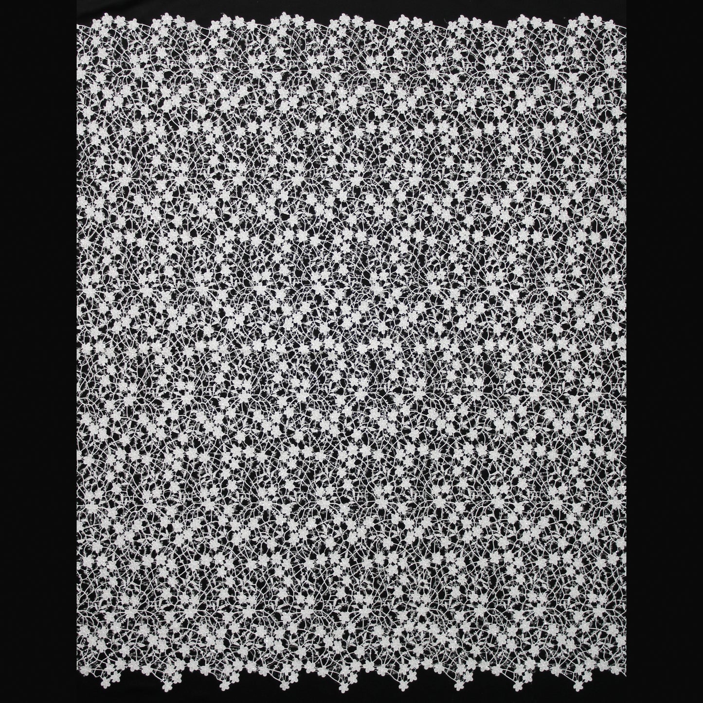 Haute Couture Bridal | Embroidered Mesh Fabric with Small Flowers & Clear Sequins | TRW3167