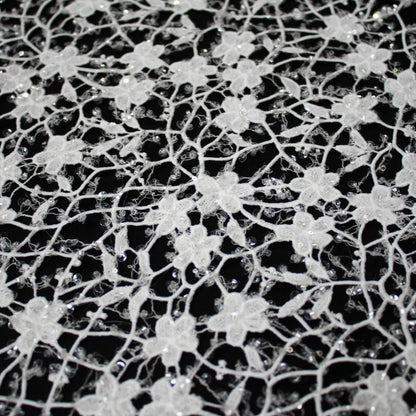 Haute Couture Bridal | Embroidered Mesh Fabric with Small Flowers & Clear Sequins | TRW3167