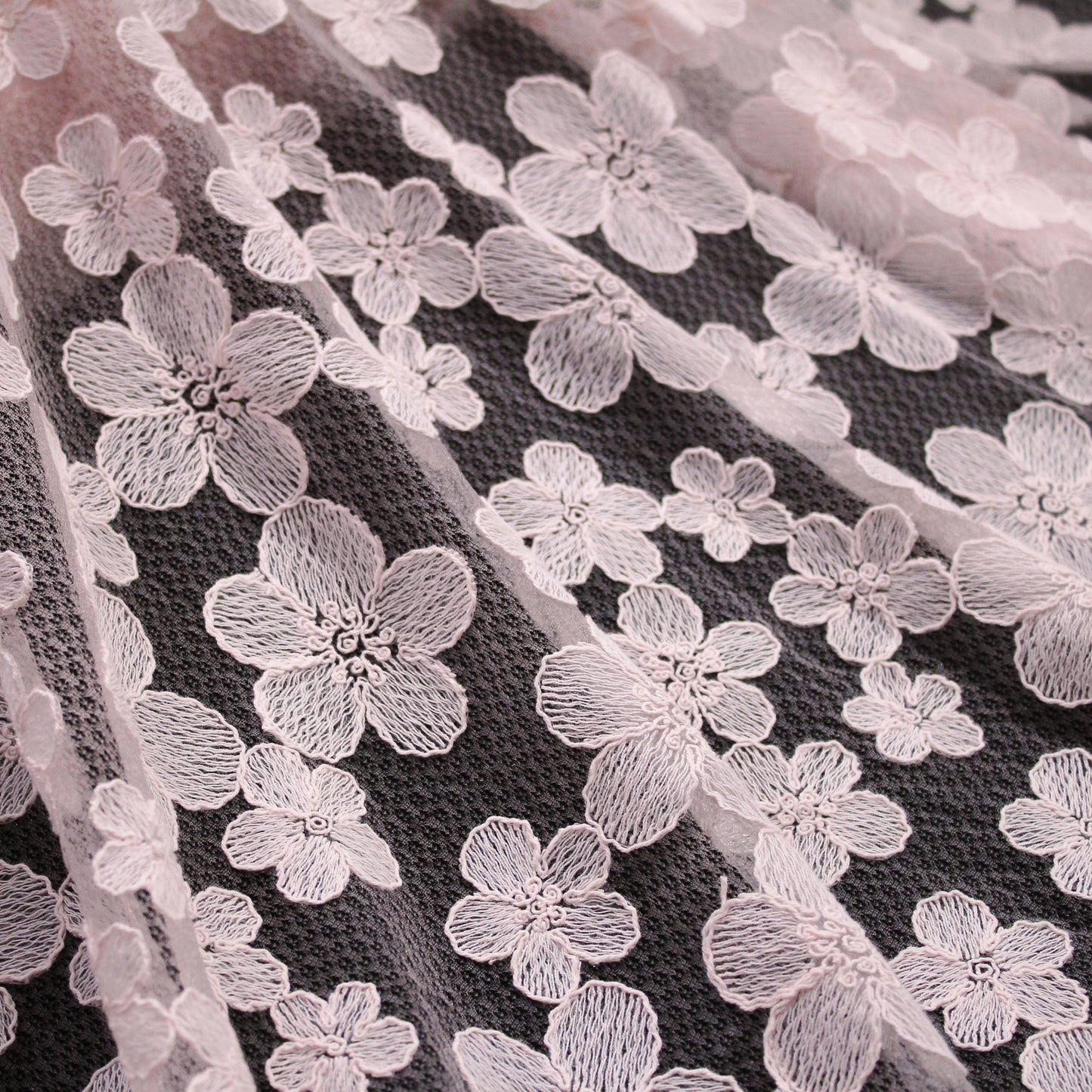 Corded Thread Floral Lace with Relief Texture