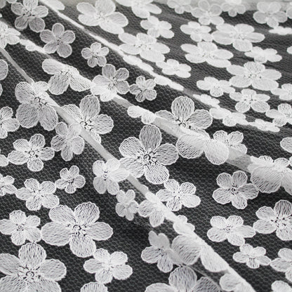 Corded Thread Floral Lace with Relief Texture