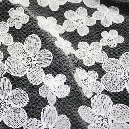 Corded Thread Floral Lace with Relief Texture