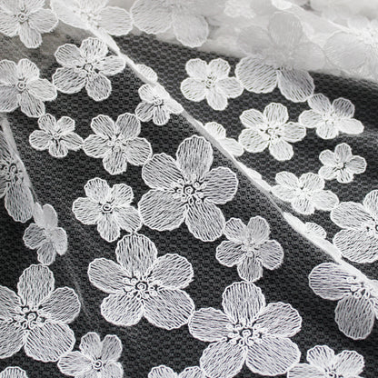 Corded Thread Floral Lace with Relief Texture