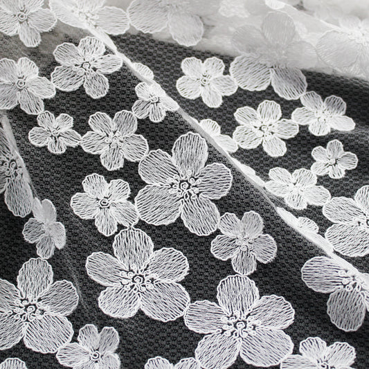Corded Thread Floral Lace with Relief Texture