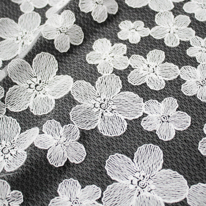 Corded Thread Floral Lace with Relief Texture