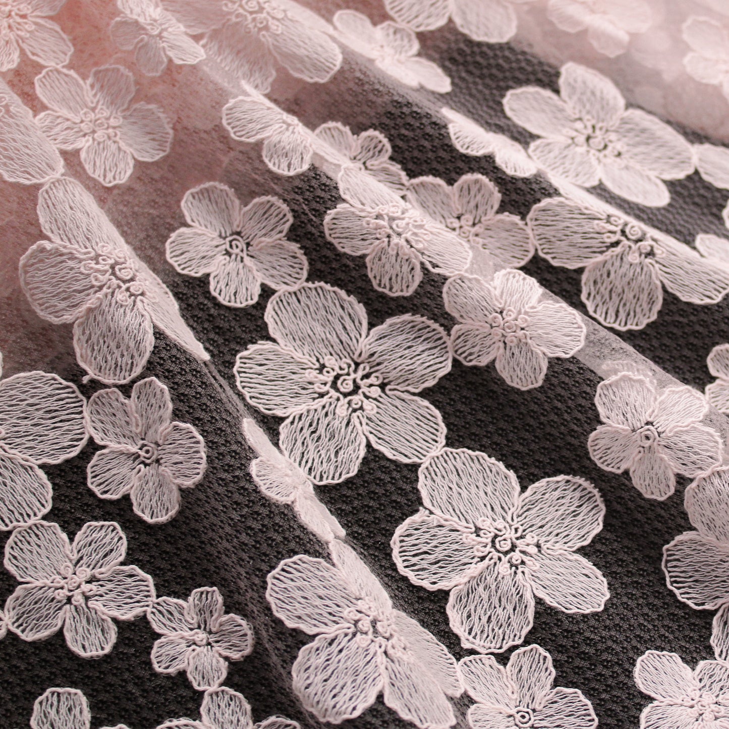 Corded Thread Floral Lace with Relief Texture