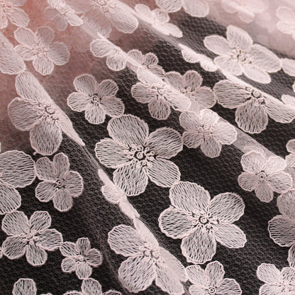 Corded Thread Floral Lace with Relief Texture