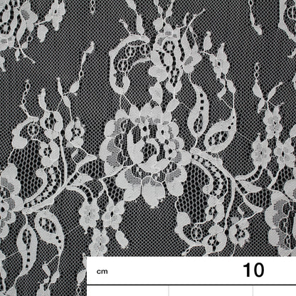 Pizzo Chantilly | Bande Orizzontali Zig Zag di Fiori | Doppio Bordo Basso | H 150 cm | FW4201