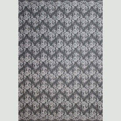 Pizzo Chantilly | Bande Orizzontali Zig Zag di Fiori | Doppio Bordo Basso | H 150 cm | FW4201