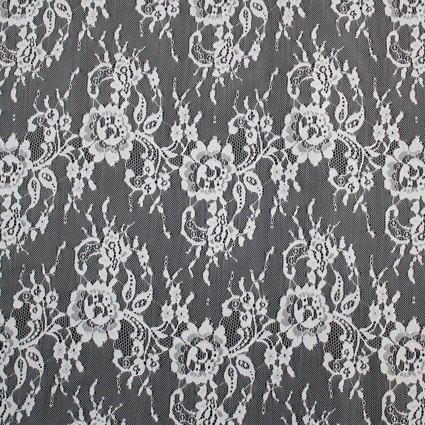 Pizzo Chantilly | Bande Orizzontali Zig Zag di Fiori | Doppio Bordo Basso | H 150 cm | FW4201