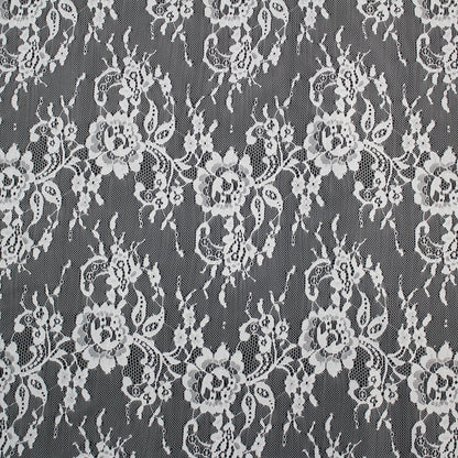 Pizzo Chantilly | Bande Orizzontali Zig Zag di Fiori | Doppio Bordo Basso | H 150 cm | FW4201