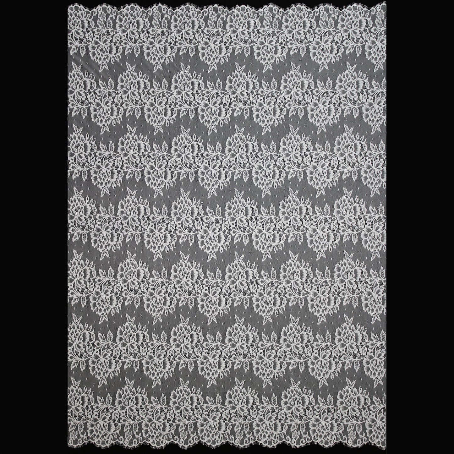 Chantilly Lace | Horizontal Zig-Zag Large Floral Bands | Double Border | H 140 cm | FW4310