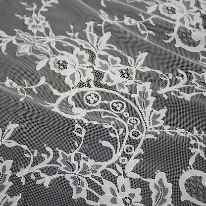 Pizzo Chantilly | Coppie di Fiori | Doppio Bordo Alto Ramage Floreale e Paisley | H 140 cm | FW2316