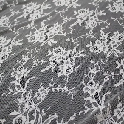 Pizzo Chantilly | Coppie di Fiori | Doppio Bordo Alto Ramage Floreale e Paisley | H 140 cm | FW2316