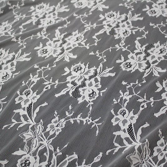 Pizzo Chantilly | Coppie di Fiori | Doppio Bordo Alto Ramage Floreale e Paisley | H 140 cm | FW2316