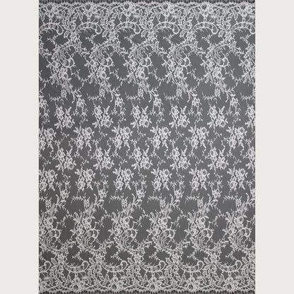 Pizzo Chantilly | Coppie di Fiori | Doppio Bordo Alto Ramage Floreale e Paisley | H 140 cm | FW2316