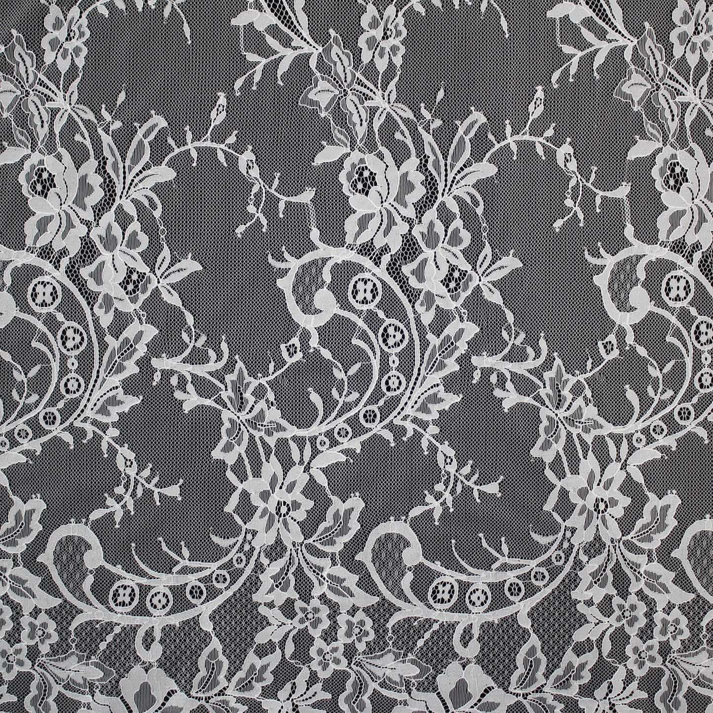 Pizzo Chantilly | Coppie di Fiori | Doppio Bordo Alto Ramage Floreale e Paisley | H 140 cm | FW2316