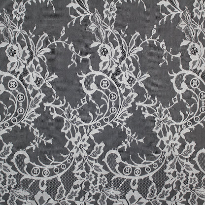 Pizzo Chantilly | Coppie di Fiori | Doppio Bordo Alto Ramage Floreale e Paisley | H 140 cm | FW2316