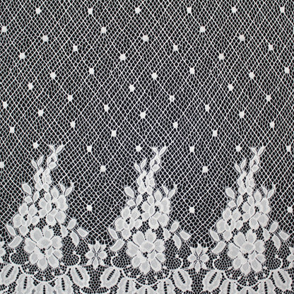 Pizzo Chantilly | Effetto Rete con Doppio Bordo di Fiori | H 150 cm | FW3768