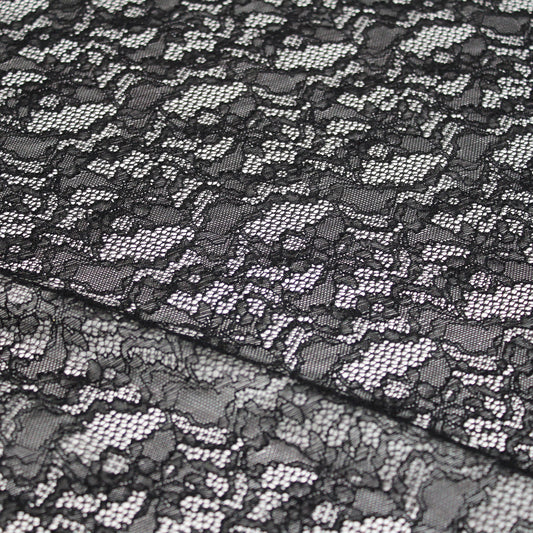Elasticized Chantilly Lace with Wave Effect and Little Flowers