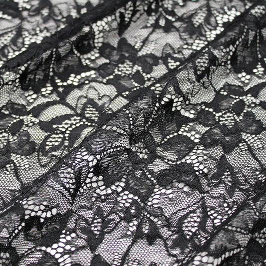 Elasticized Chantilly Lace with Flowers